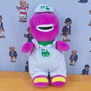 Fisher Price 15' Barney Train Conductor purple plush stuffed animal toy